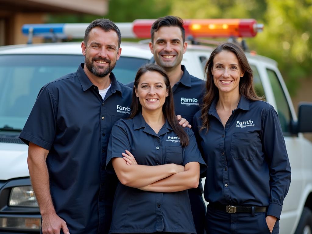 Robbinsville Garage Doors family team of certified technicians in front of service vehicle